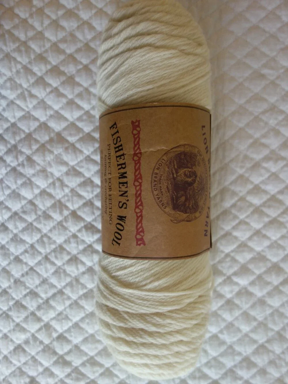 New LION BRAND Fishermen’s Off-White “Natural” Pure Virgin Wool Yarn Skein 8oz